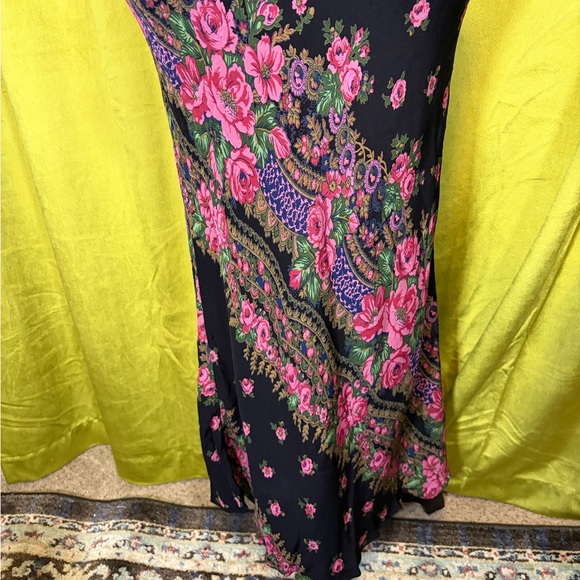 Rare Vintage 90s Betsey Johnson New York Bias Cut Floral Baroque Midi Dress XS - Picture 3 of 9
